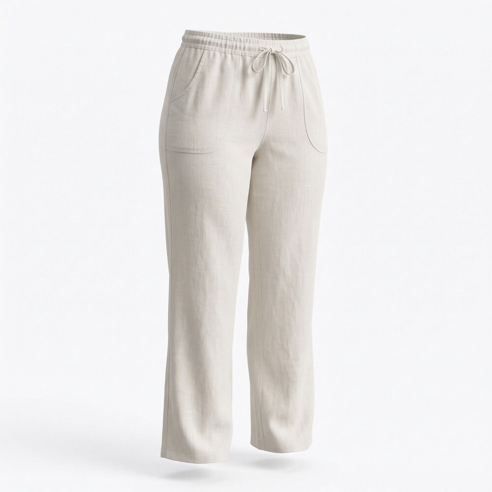 Per Se NEW Linen Blend Wide Leg Pants Women 16 White Comfort Beach Lounge